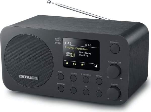 Muse M-128 DBT, Kannettava, DAB, DAB+, FM, PLL, 5 W, TFT-LCD, 7,11 cm (2.8"), Musta