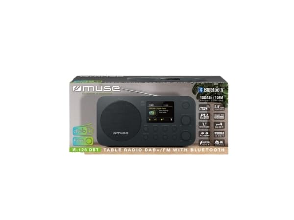 Muse M-128 DBT, Kannettava, DAB, DAB+, FM, PLL, 5 W, TFT-LCD, 7,11 cm (2.8"), Musta