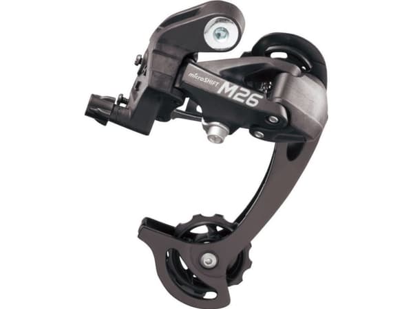 Microshift Bakväxel MICROSHIFT, 7-8.r.p.(2/3x7/8), Shimano-kompatibel, lång caster, max. läge 28-36T, min. läge 11-12T, kapacitet 45T (NY)