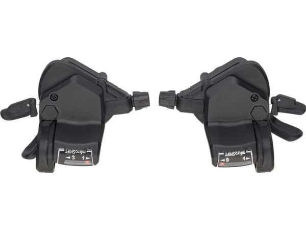 Microshift MICROSHIFT girskiftere, par, 9-trinns (3x9), Shimano-kompatibel, Thumb Tap, Optisk Gear Indicator (NY)