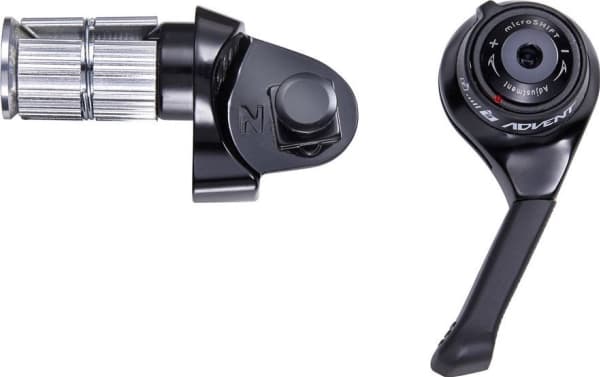 Microshift MICROSHIFT ADVENT girskifter, høyre, 9-trinns, Ikke kompatibel med Shimano, stangendeskifter, friksjon/indeksering (NY)