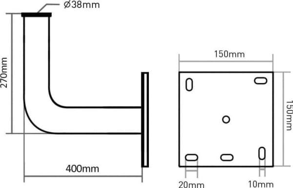 Maclean Maclean parabolholder, balkong, foran, 40cm, MCTV-925