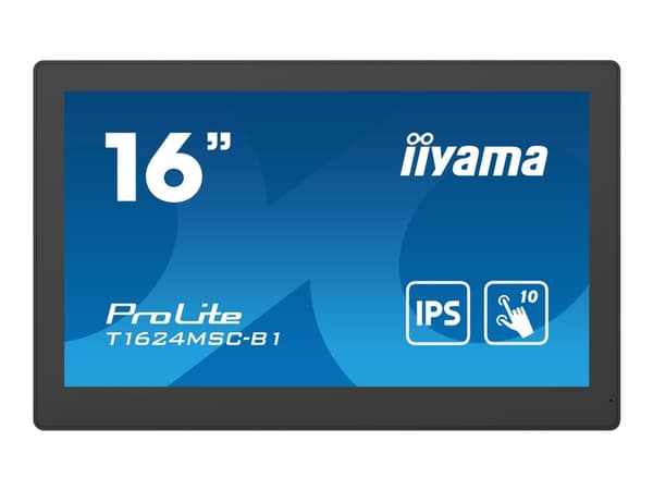 iiyama ProLite T1624MSC-B1 - LED-näyttö - 15,6" - kosketusnäyttö - 1920 x 1080 Full HD (1080p) - IPS - 450 cd/m² - 800:1 - 25 ms - HDMI - kaiuttimet musta
