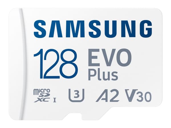 Samsung EVO Plus MB-MC128KA - Flashminnekort (microSDXC til SD-adapter inkludert) - 128 GB - A2 / Video Class V30 / UHS-I U3 / Class10 - microSDXC UH