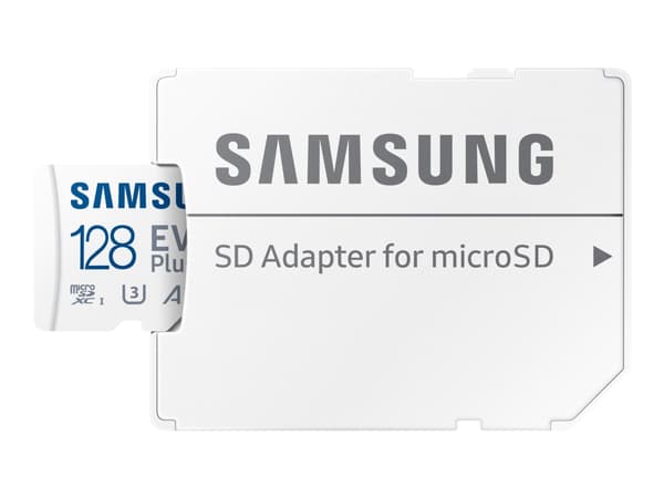 Samsung EVO Plus MB-MC128KA - Flashminnekort (microSDXC til SD-adapter inkludert) - 128 GB - A2 / Video Class V30 / UHS-I U3 / Class10 - microSDXC UH