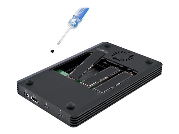StarTech.com 4 Bay Thunderbolt 3 NVMe Enclosure, For M.2 NVMe Solid State Drives, 1x DisplayPort Video & 2x TB3 Downstream Ports, Up to 40Gbps, 72W P