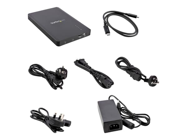 StarTech.com 4 Bay Thunderbolt 3 NVMe Enclosure, For M.2 NVMe Solid State Drives, 1x DisplayPort Video & 2x TB3 Downstream Ports, Up to 40Gbps, 72W P