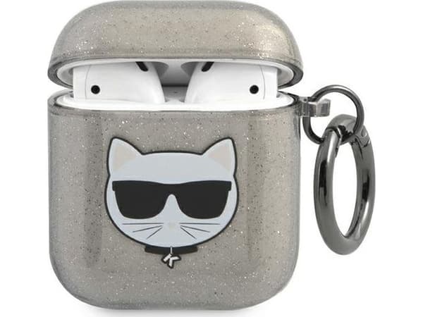 Karl Lagerfeld KLA2UCHGK AirPodscover black Glitter Choupette
