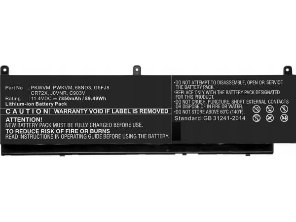 CoreParts - Batteri til bærbar PC (tilsvarer: Dell 68ND3, Dell C903V, Dell CR72X, Dell G5FJ8, Dell J0VNR, Dell PKWVM, Dell PWKVM) - litiumion - 7850