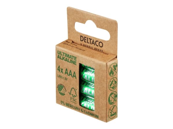 DELTACO Ultimate - Batteri - Svaneøkomerket 4 x AAA / LR03 - Alkalisk