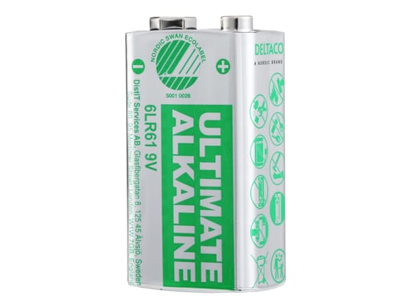 DELTACO Ultimate - Batteri - Svaneøkomerket 9V / 6LR61 - Alkalisk