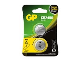 GP Batteries Lithium CR2450, Kertakäyttöinen akku, CR2450, Lithium-Manganese Dioxide (LiMnO2), 3 V, 2 kpl, Kromi