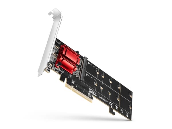Axagon PCEM2-ND, PCIe, M.2, Hankoppling, Fullhöjd/låg profil, PCIe 3.0, Svart, Röd Svart, Röd
