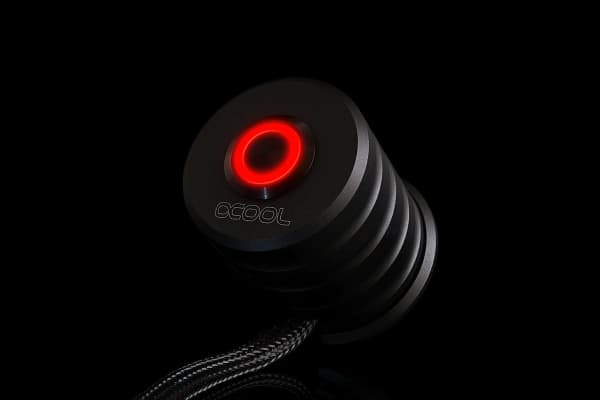 Alphacool 17434, Universell, Trykk-knapp, Aluminium, Sort, Rød, LED