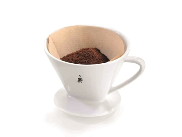 GEFU SANDRO, Kopp, Gjenbrukbart kaffefilter, Porselen, Hvit, 125 mm, 150 mm