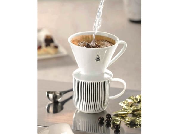 GEFU SANDRO, Kopp, Gjenbrukbart kaffefilter, Porselen, Hvit, 125 mm, 150 mm