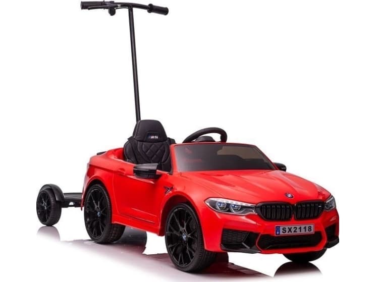 Lean Cars Battery car BMW M5 with platform for parents, red, lacquered