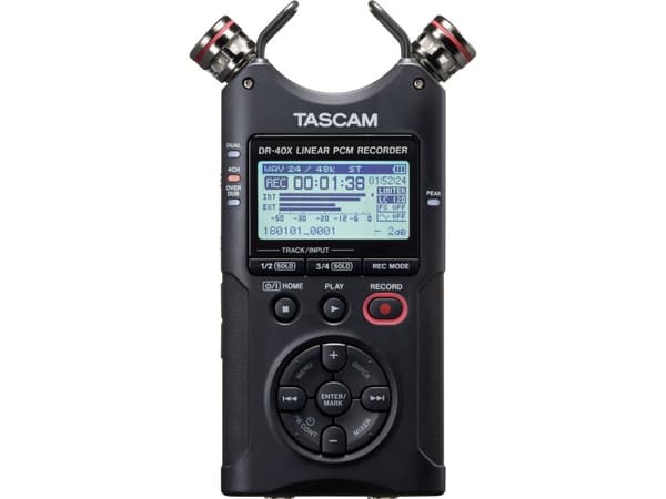 Tascam DR-40X, 18 h, MP3, WAV, 92 dB, 44100 - 96000 Hz, Sininen, 40 mW