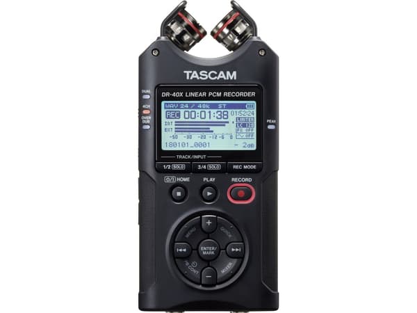 Tascam DR-40X, 18 h, MP3, WAV, 92 dB, 44100 - 96000 Hz, Sininen, 40 mW