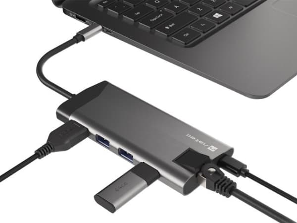 NATEC Fowler Plus, USB Type-C, Svart, Grå, MicroSD (TransFlash), MicroSDHC, MicroSDXC, SD, SDHC, Micro-USB, RJ-45, USB 3.2 Gen 1 (3.1 Gen 1) Type-A,