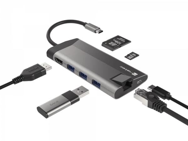 NATEC Fowler Plus, USB Type-C, Svart, Grå, MicroSD (TransFlash), MicroSDHC, MicroSDXC, SD, SDHC, Micro-USB, RJ-45, USB 3.2 Gen 1 (3.1 Gen 1) Type-A,