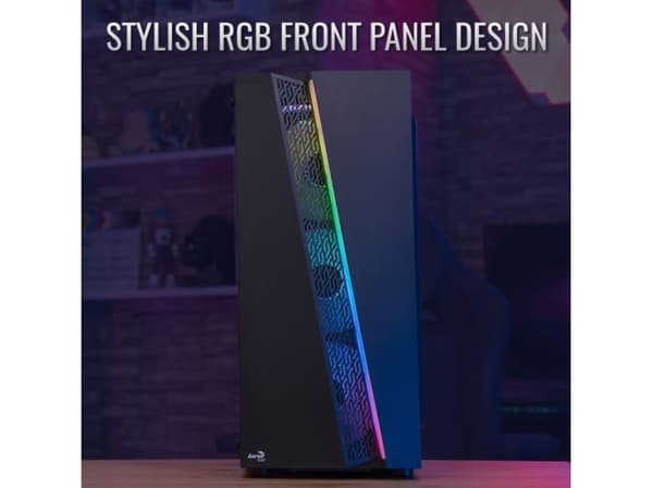 AeroCool Blade-G-BK-v1 - Mid tower - ATX - genomskinlig sidopanel (härdat glas) - ingen strömförsörjning (ATX) - svart - USB/ljud