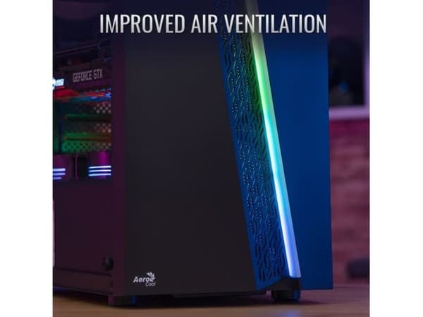 AeroCool Blade-G-BK-v1 - Mid tower - ATX - genomskinlig sidopanel (härdat glas) - ingen strömförsörjning (ATX) - svart - USB/ljud