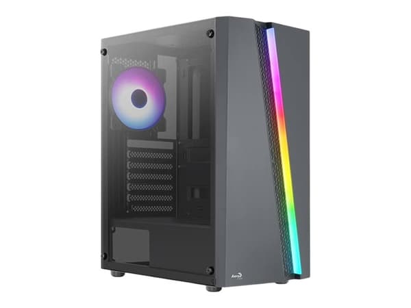AeroCool Blade-G-BK-v1 - Mid tower - ATX - genomskinlig sidopanel (härdat glas) - ingen strömförsörjning (ATX) - svart - USB/ljud Svart