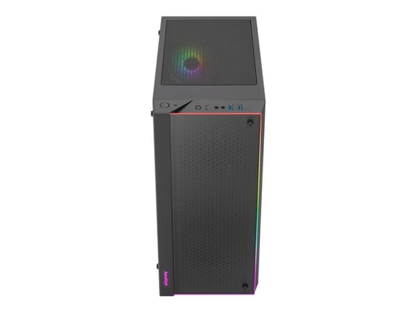 AeroCool Skribble - Mid tower - ATX - genomskinlig sidopanel (härdat glas) - ingen strömförsörjning (ATX) - svart - USB/ljud