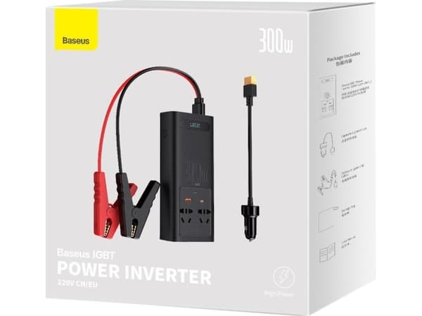 Baseus IGBT auton invertteri Invertteri 300W 220V (CN / EU-pistoke) Musta (CGNB01010101)