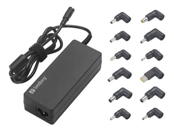 Sandberg - Strømadapter - EU+UK - AC 100-240 V - 90 watt - utgangskontakter: 12