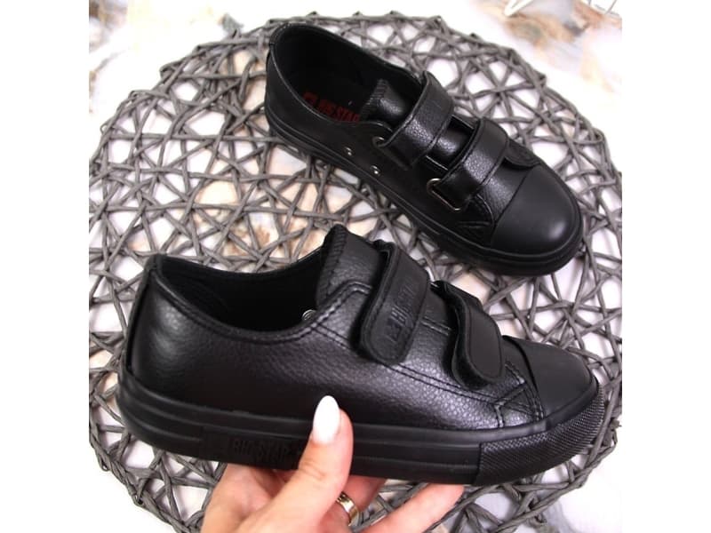Children's sneakers with Velcro made of eco-leather black Big Star KK374054 34