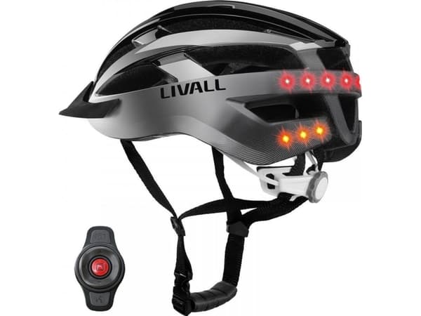 Bluetooth MTB sykkelhjelm 58-62cm LED/SOS/Intercom grå