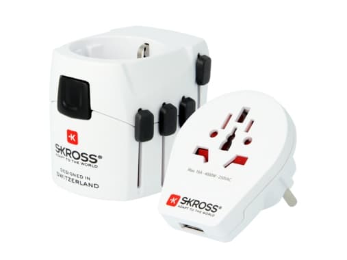 Skross PRO – World & USB, Hvit Hvit