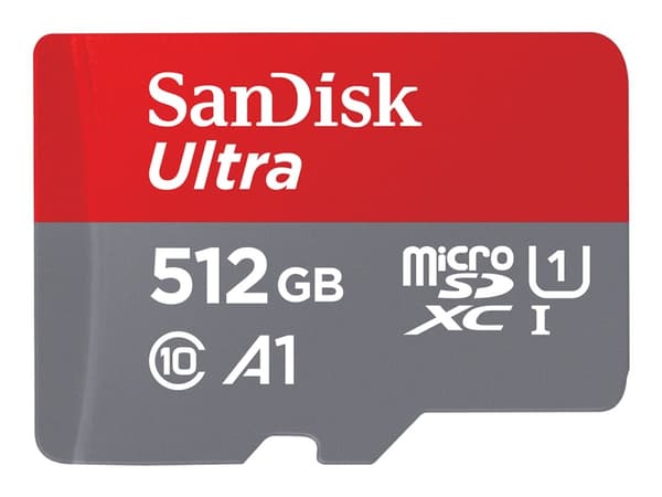 SanDisk Ultra - Flash-minneskort (microSDXC till SD-adapter inkluderad) - 512 GB - A1 / UHS Class 1 / Class10 - mikroSDXC UHS-I