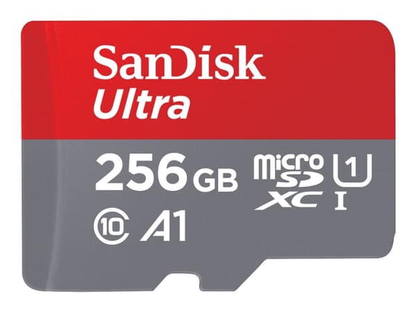 SanDisk Ultra - Flash-minneskort (microSDXC till SD-adapter inkluderad) - 256 GB - A1 / UHS Class 1 / Class10 - mikroSDXC UHS-I