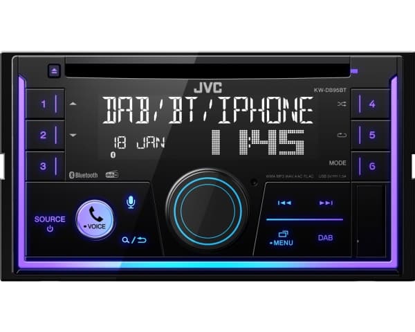 JVC KW-DB95BT, Musta, 2 DIN, 200 W, 7.1 kanavaa, 50 W, CD, CD-R, CD-RW