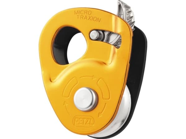 Petzl MICRO TRAXION -hihnapyörä, jossa on paluupysäytin