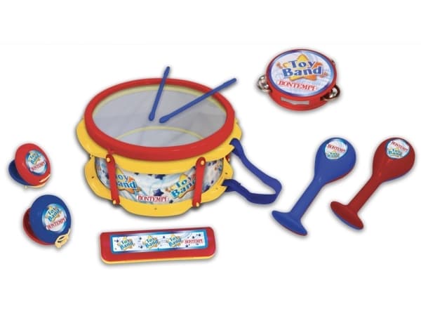 Bontempi Musical Band 2, Musikalsk lekesett, Kastanjetter, Tønne, Munnspill, Maracas, Tamburin, 3 år, 335 g, Flerfarget