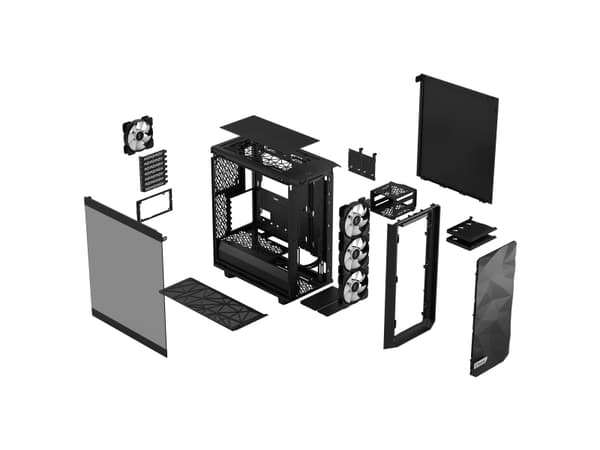 Fractal Design Meshify 2 Compact Lite - Mid tower - ATX - genomskinlig sidopanel (härdat glas) - ingen strömförsörjning (ATX) - svart TG ljus ton - U