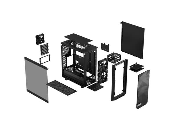 Fractal Design Meshify Meshify 2 Compact Lite - Mid tower - ATX - genomskinlig sidopanel (härdat glas) - ingen strömförsörjning (ATX) - svart TG ljus