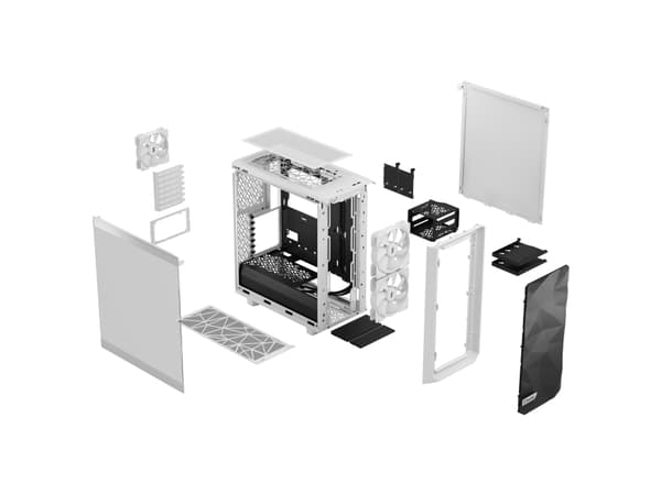 Fractal Design Meshify Meshify 2 Compact Lite - Mid tower - ATX - sidepanel med vindu (herdet glass) - ingen strømforsyning (ATX) - hvit TG-klar farg
