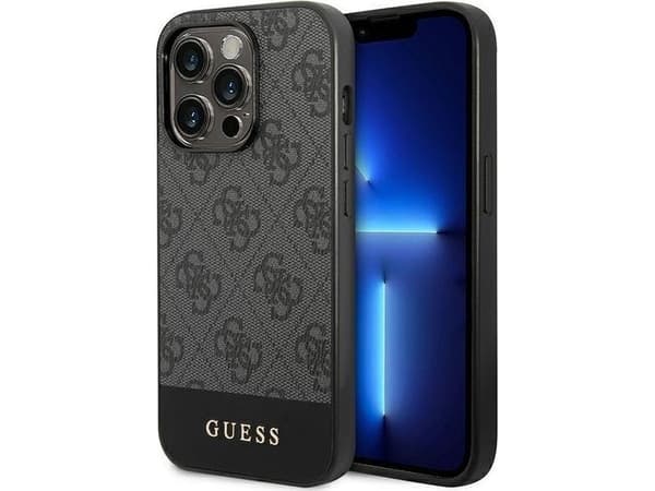 Guess GUHCP14XG4GLGR Apple iPhone 14 Pro Max 6,7" dėklas telefonui pilkos spalvos hard case 4G Stripe Collection