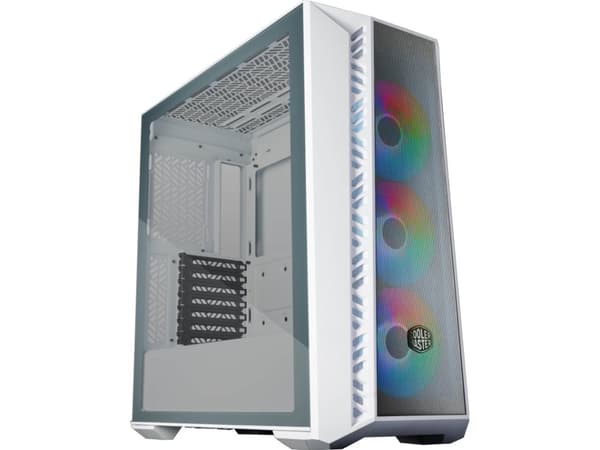 Cooler Master MasterBox 520 MESH - Mid tower - utökad ATX - genomskinlig sidopanel (härdat glas) - ingen strömförsörjning (ATX) - vit - USB/ljud