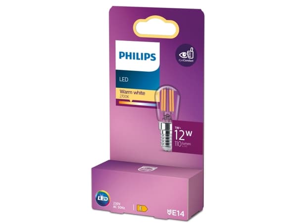 Philips Classic - LED-lyspære - form: S26 - E14 - 1 W (ekvivalent 12 W) - klasse E - varmt hvitt lys - 2700 K