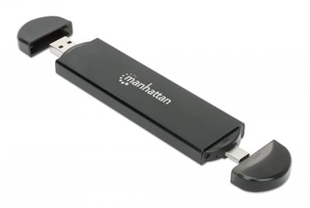 MANHATTAN M.2 NVMe SATA SSD USB-C 3.2 harddiskkabinett Sort