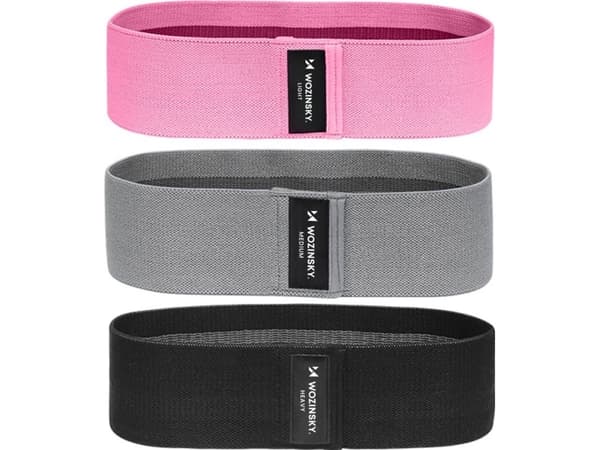 Wozinsky sett med 3x stoffmotstandsbånd minimotstandsbånd for Yoga Crossfit Fitness (WFB-01)