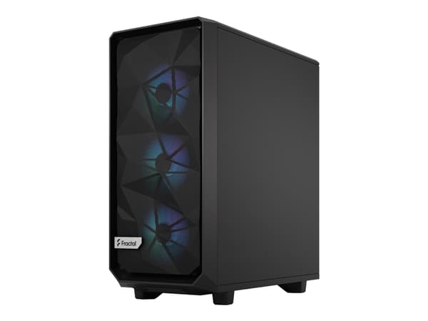 Fractal Design Meshify 2 Compact RGB, PC, Musta, ATX, mikro ATX, Mini-ITX, Terästä, Karkaistu lasi, Multi, Kotelotuulettimet musta