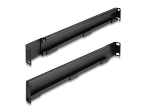Delock - Rackfästen - adjustable length 368-600 mm - sidan - svart - 1U - 19" (paket om 2)