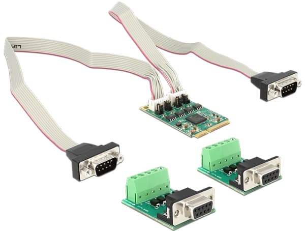 DeLock MiniPCIe I/O PCIe full størrelse 2 x seriell RS-422 / 485 med 600 W overspenning - Serieller Adapter - PCI Express 2.0 minikort - RS-422/485 x